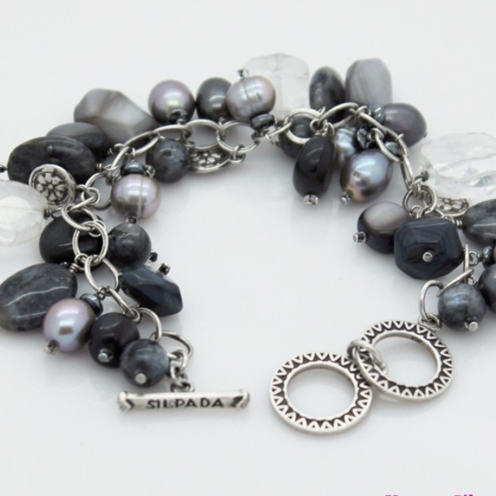 Vintage Silpada Cha-Cha Sterling Silver Multi-Stone Statement Bracelet B1777